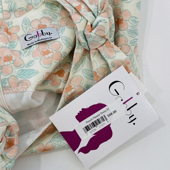 NWT Gabby Size 7 Peach Flower Dress - Picture 5 of 6